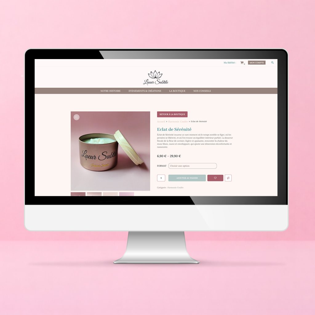 crea site web bougie boutique produit